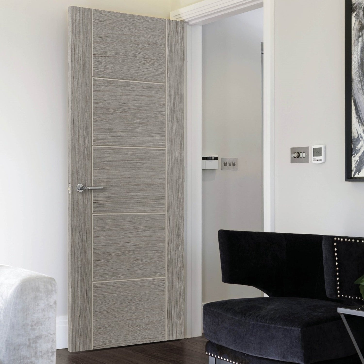 Tigris Lava Light Grey Laminate Internal Door - Lifestyle Image 1