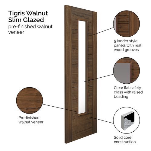 Buy Emral Walnut Glazed Prefinished Internal Door online UK