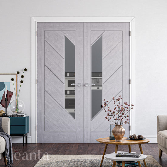 Lifestyle Torino light grey ash glazed internal door in a home interior