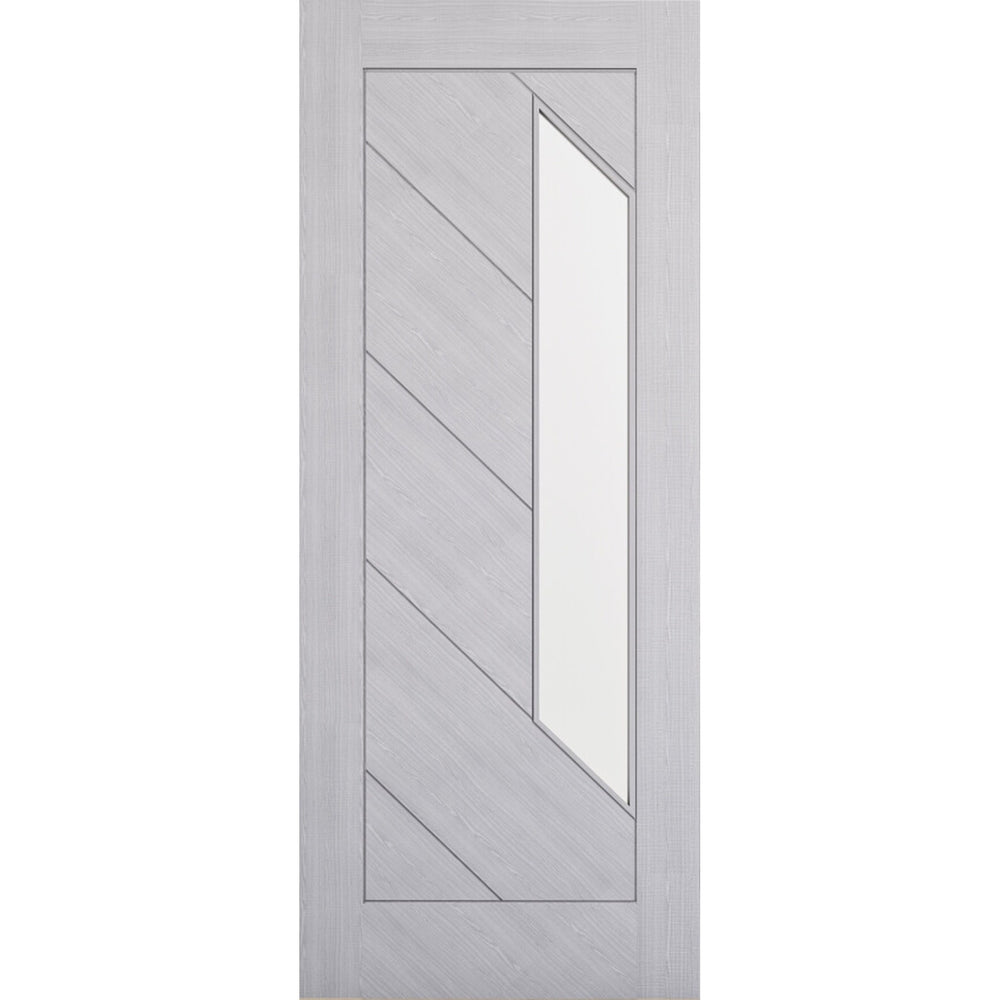 Product Torino glazed prefinished light grey ash fire door on white background