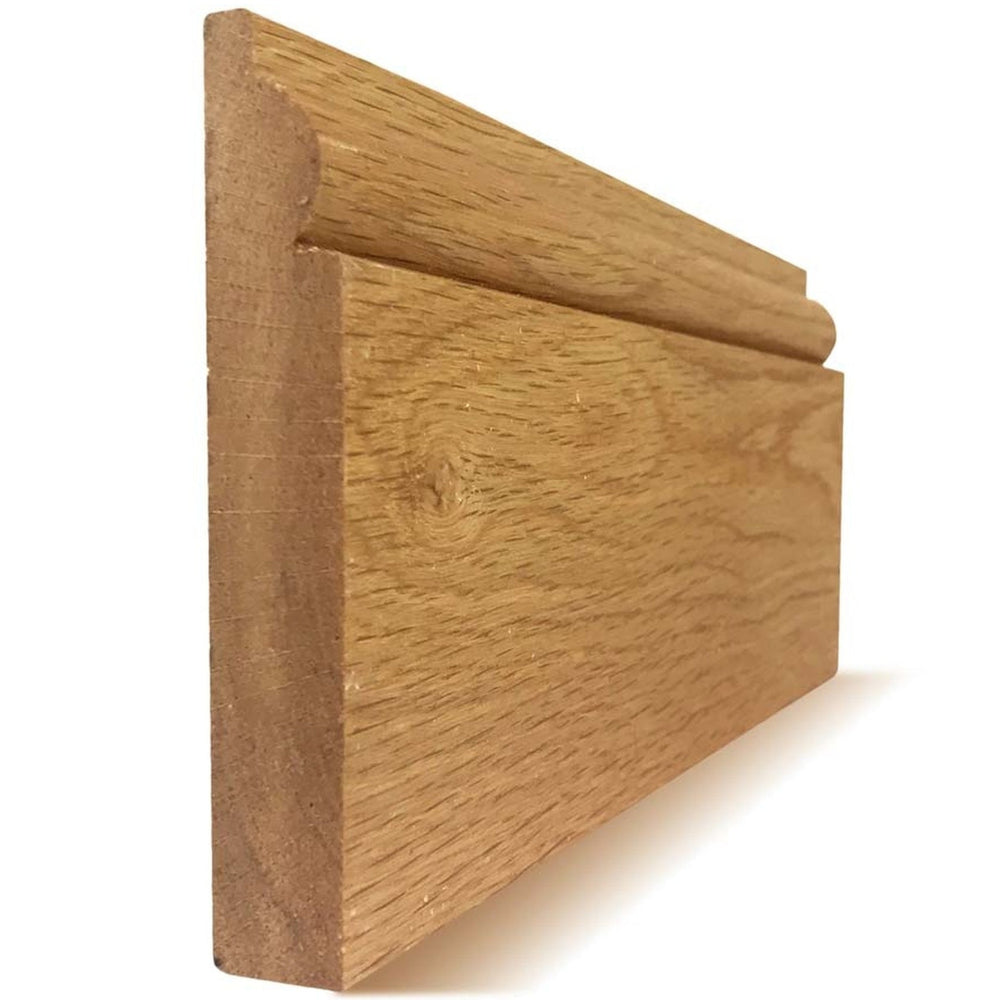 Product torus solid oak skirting board profile with rounded moulding