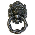 Traditional large lion-head door knocker in black