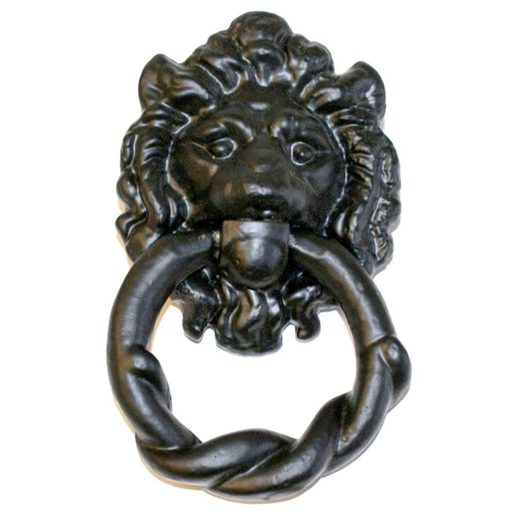 Traditional large lion-head door knocker in black