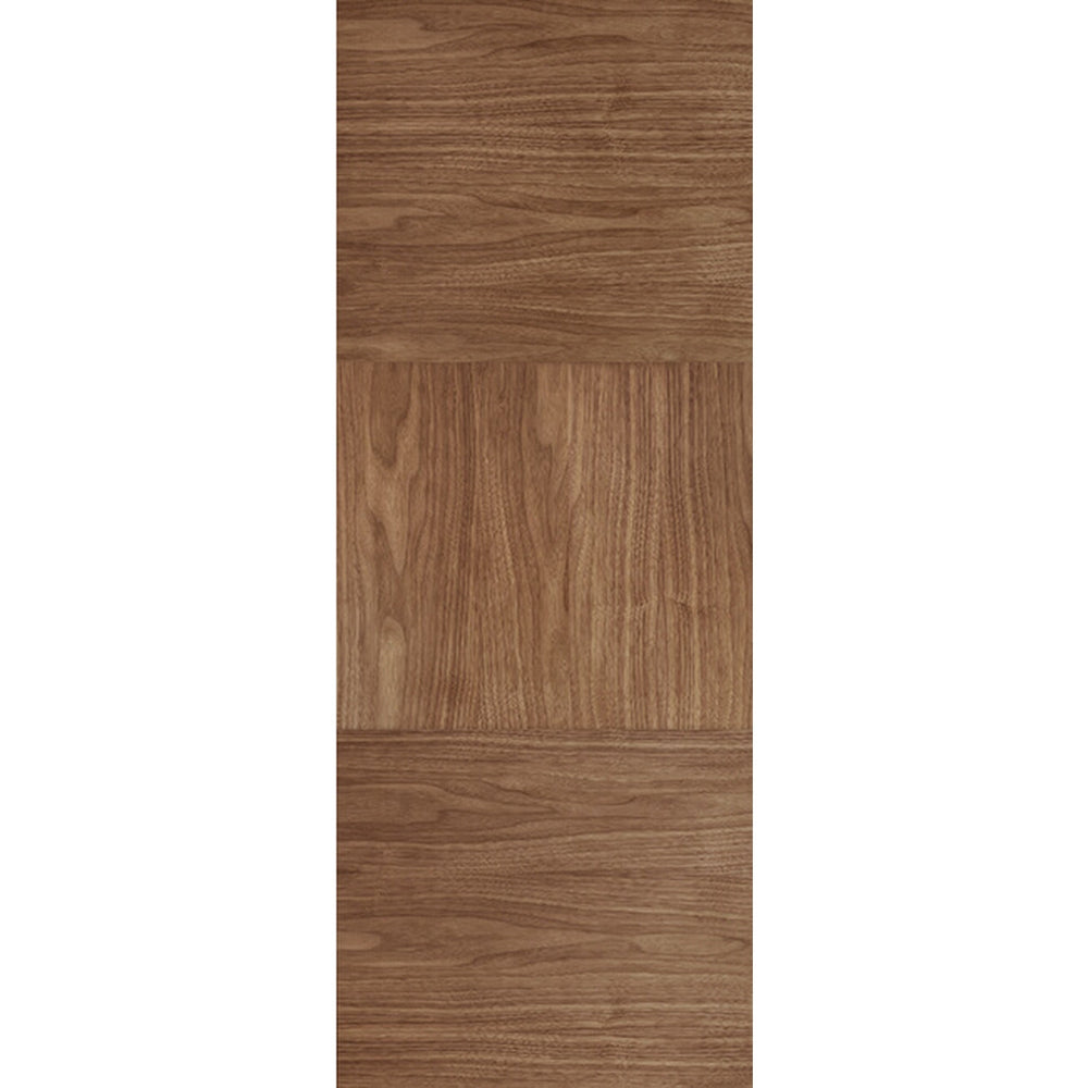 Product Tres prefinished walnut internal door with three vertical panels
