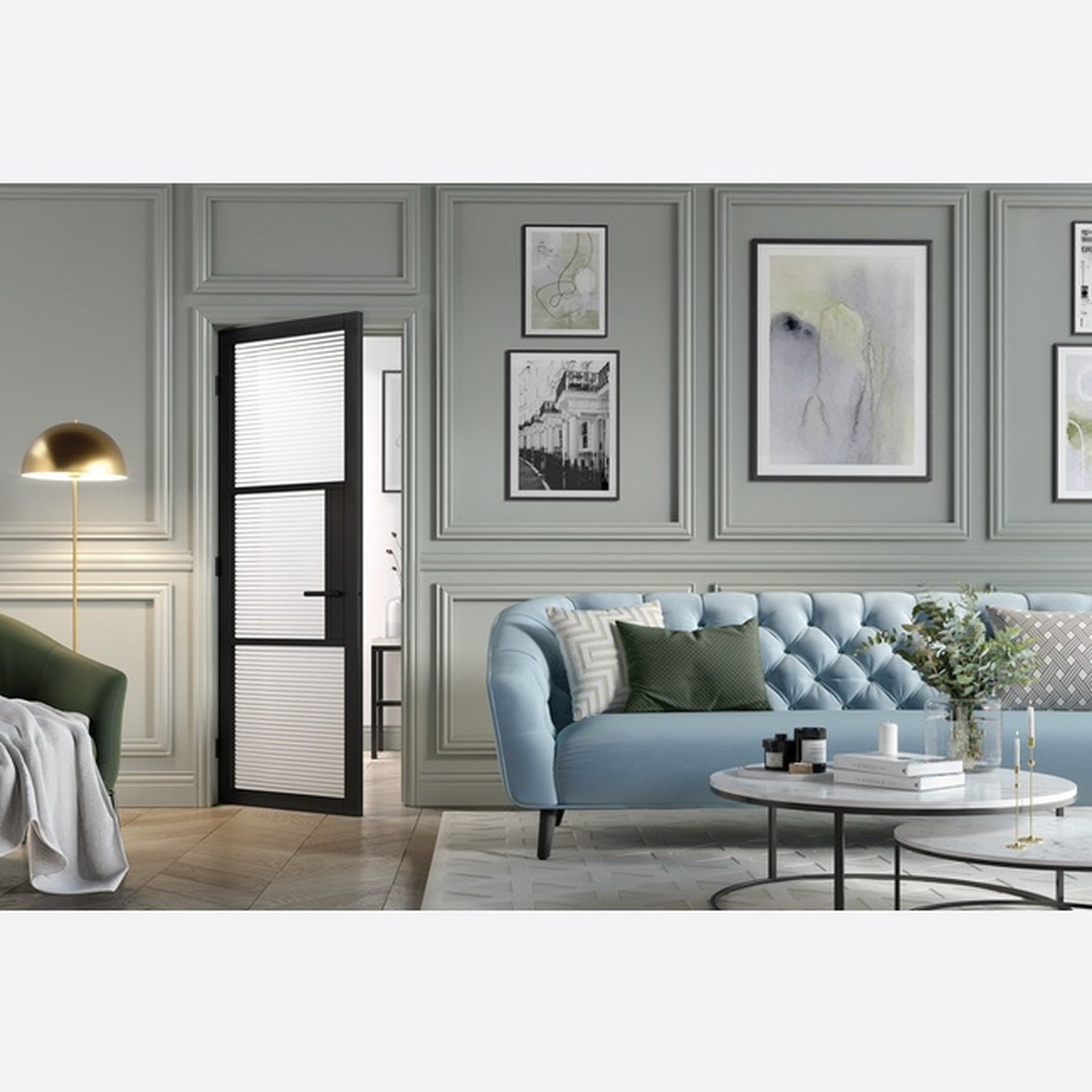 Tribeca Black 3L Glazed Reeded Internal Door - Lifestyle Image 2
