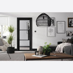Tribeca Clear Glazed Black Primed Internal Door - Lifestyle Image 1