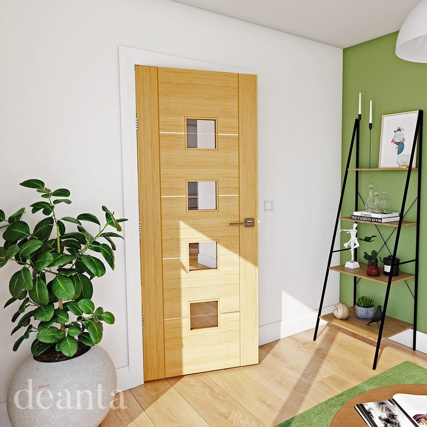 Valencia Prefinished Oak Glazed Internal Door - Lifestyle Image 2