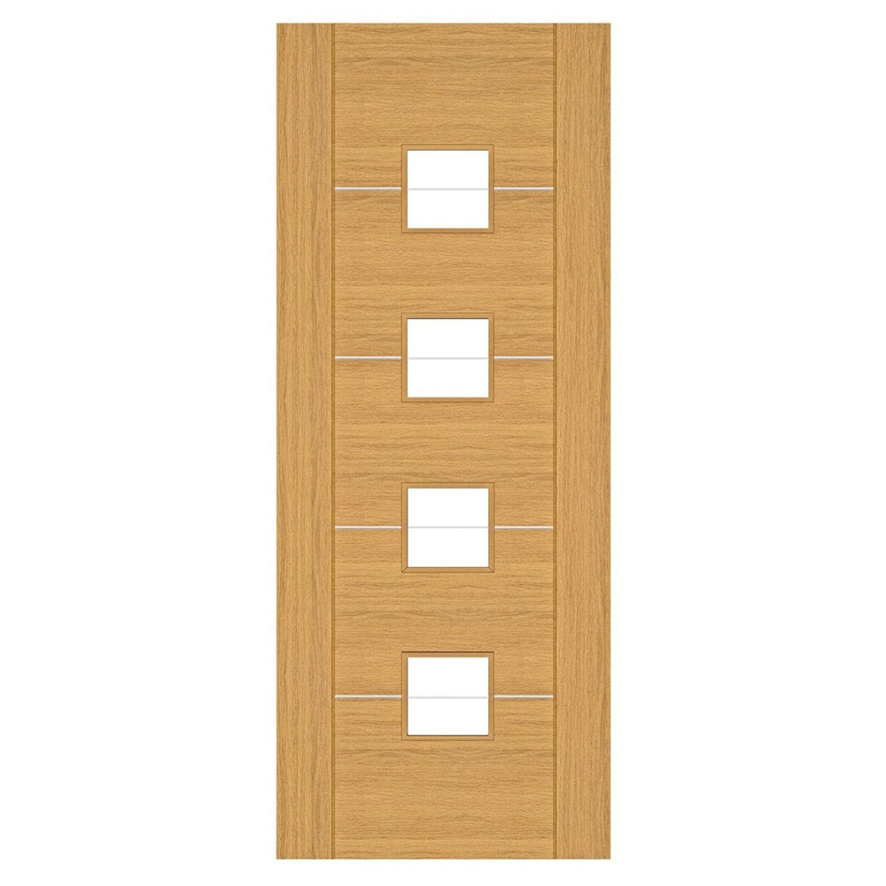 Product Valencia prefinished oak glazed internal door on white background