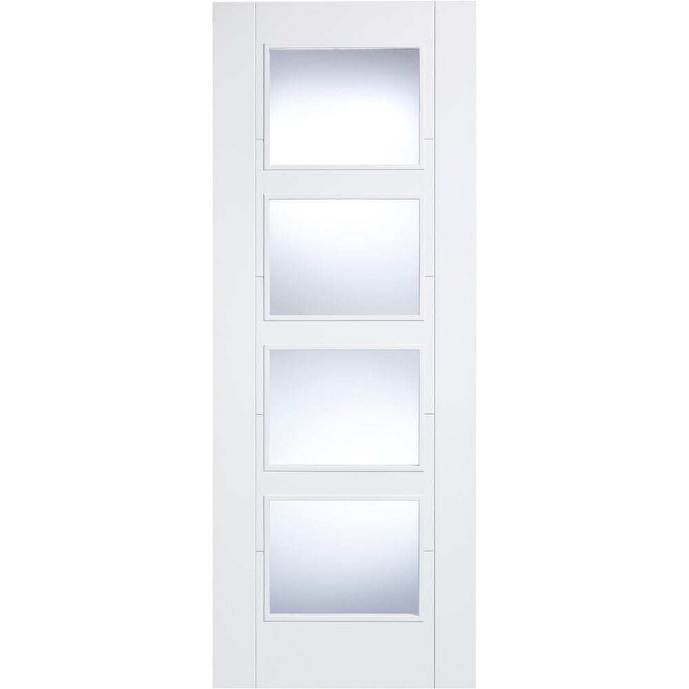 Product Vancouver white primed internal door with four clear glazed panels