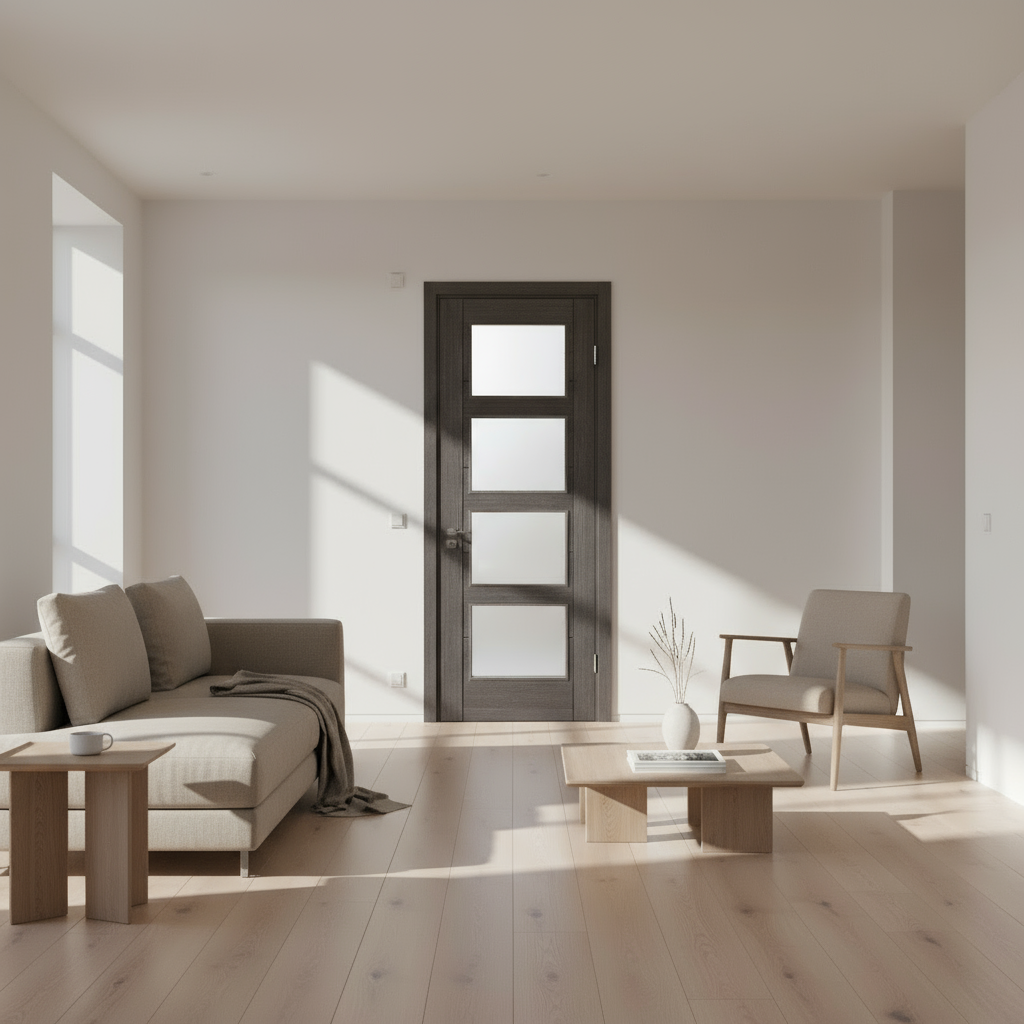 Vancouver Ash Grey 4L Clear Glazed Internal Door