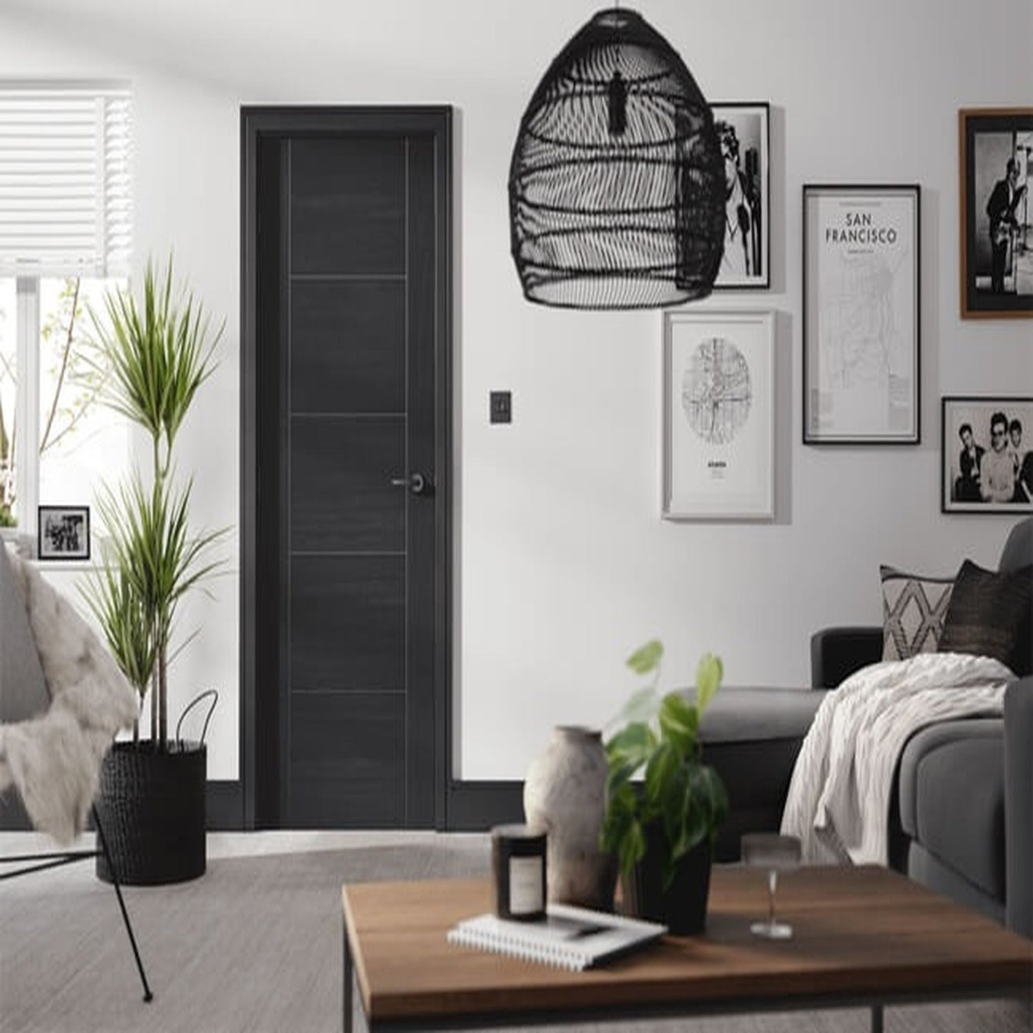 Vancouver Black Laminated Internal Fire Door - Lifestyle Image 1