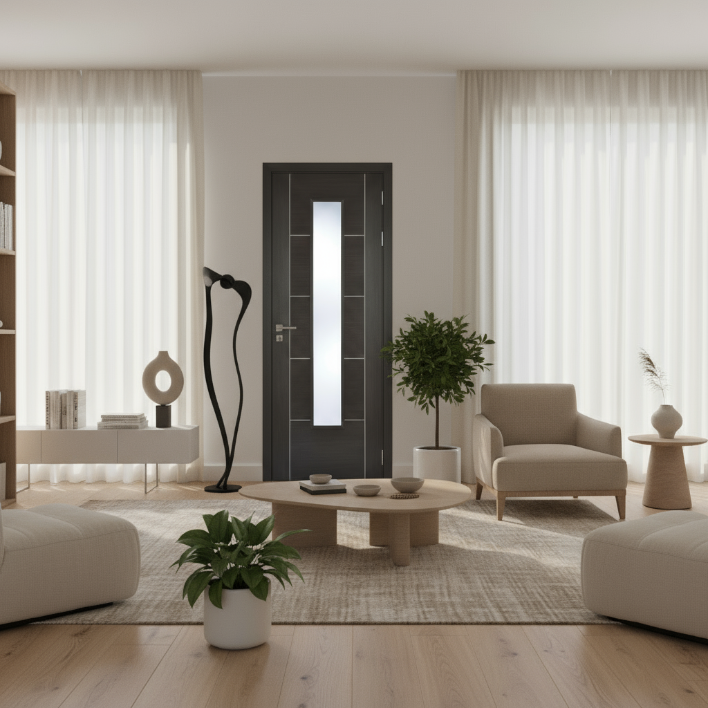 Vancouver Dark Grey Glazed Laminate Door