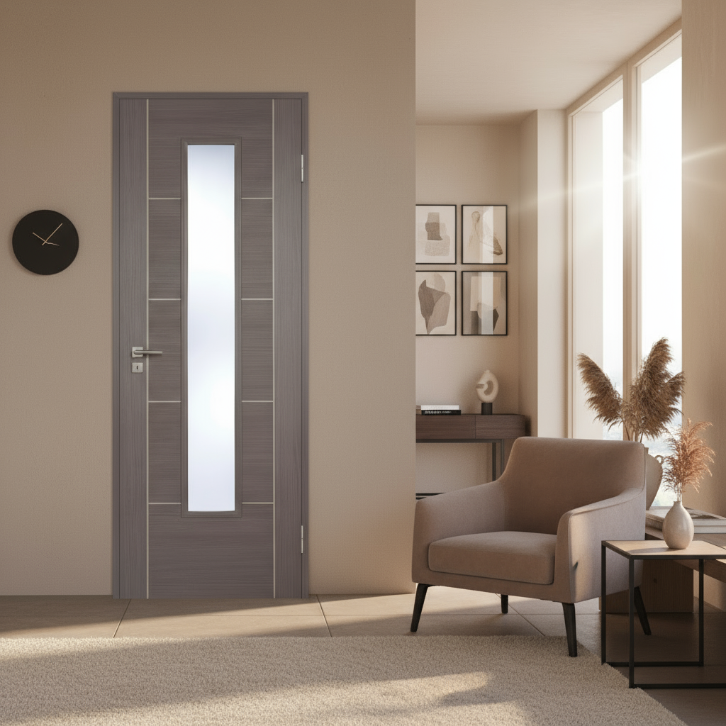 Vancouver Medium Grey Glazed Laminate Door