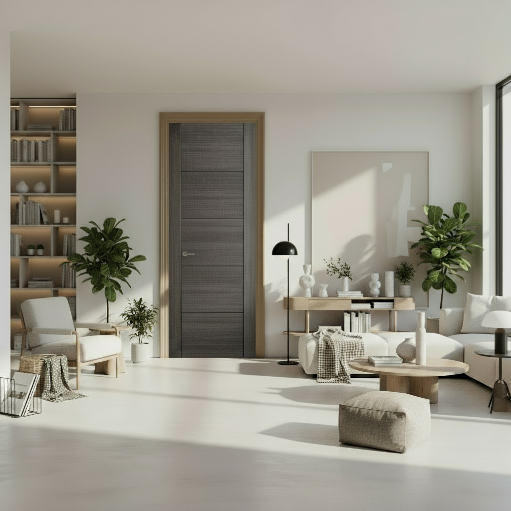 Vancouver Prefinished Ash Grey FD30 Fire Door