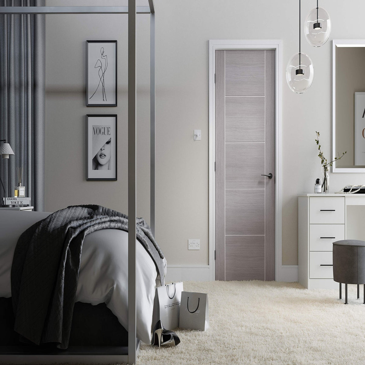 Vancouver Prefinished Light Grey Door - Lifestyle Image 1