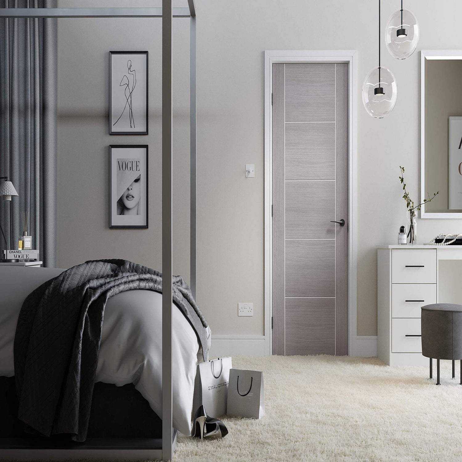 Vancouver Prefinished Light Grey Door - Lifestyle Image 1