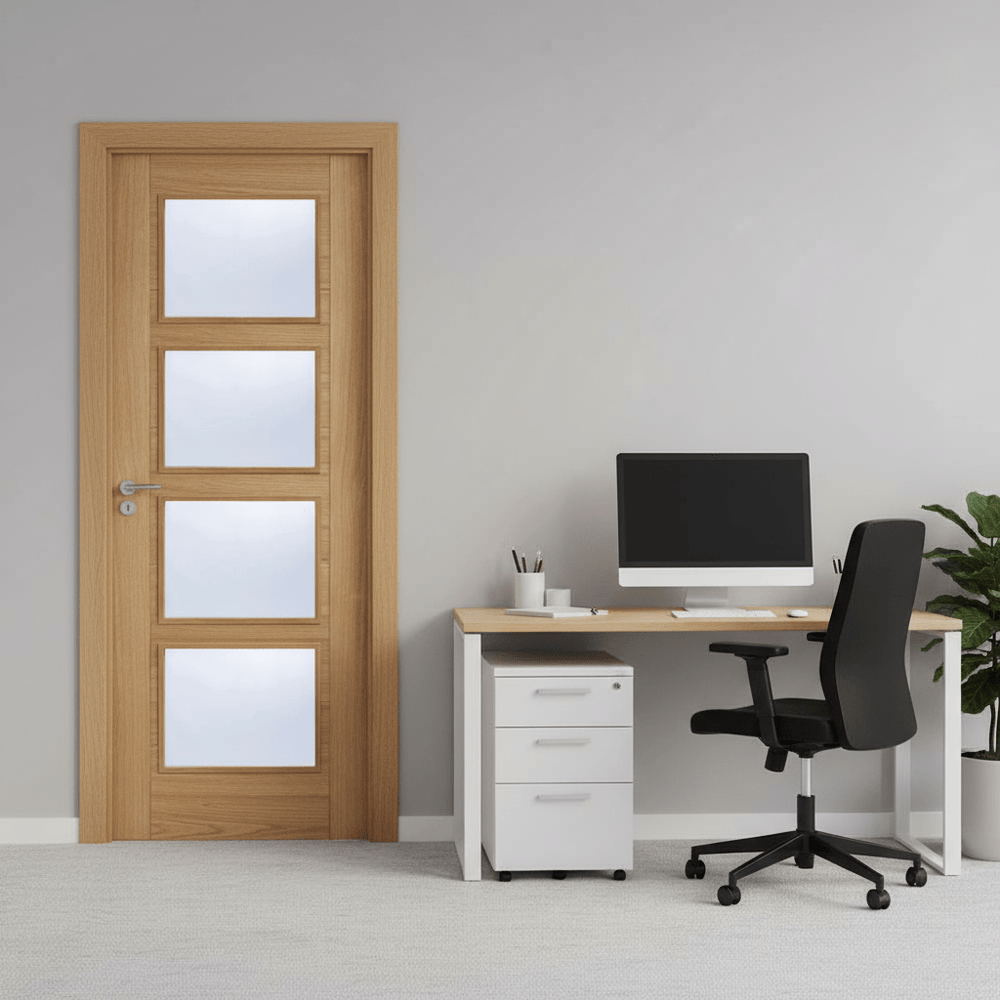 Product Vancouver prefinished oak four-light glazed FD30 fire door