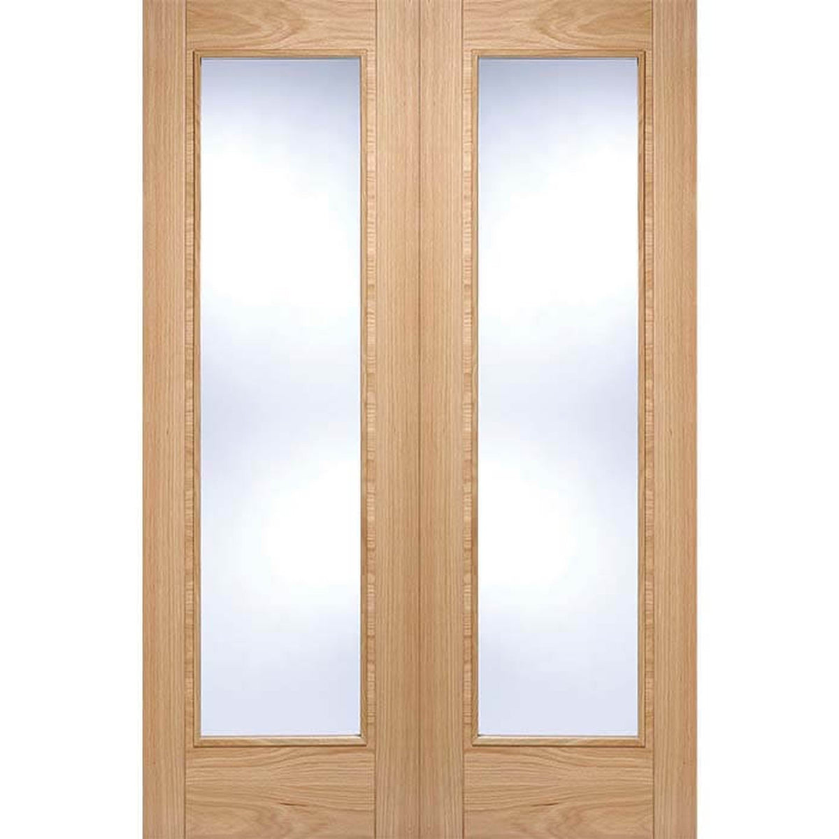 Vancouver Prefinished Oak Clear Glazed Internal Door Pair - Main Product Image