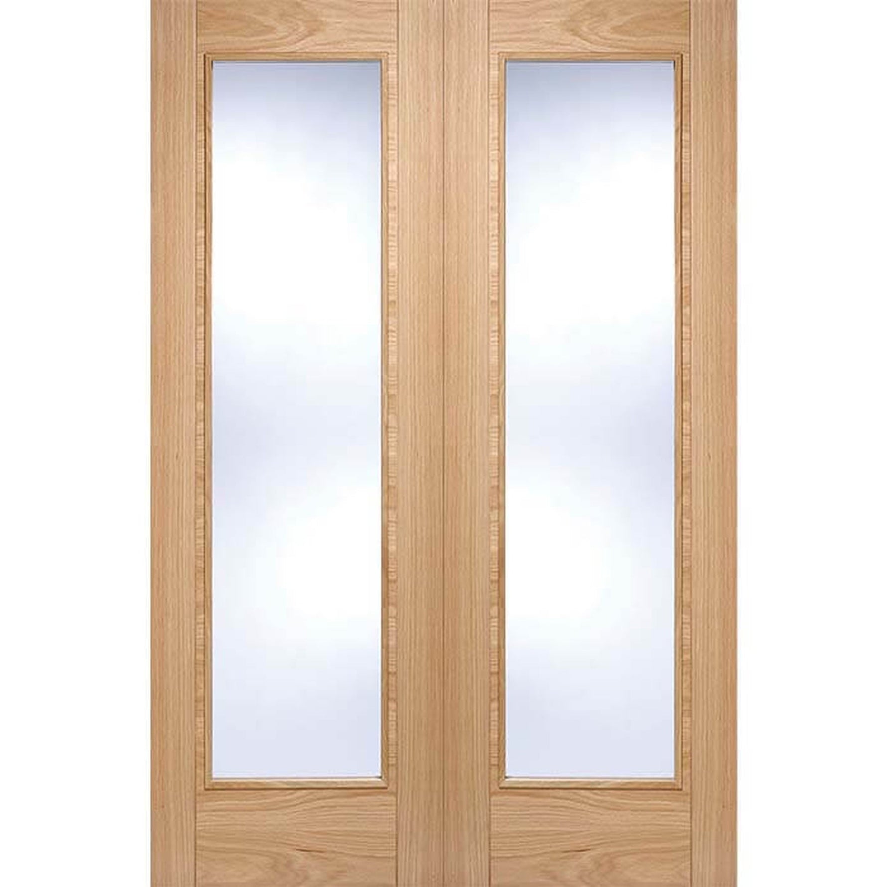 Vancouver Prefinished Oak Clear Glazed Internal Door Pair - Main Product Image