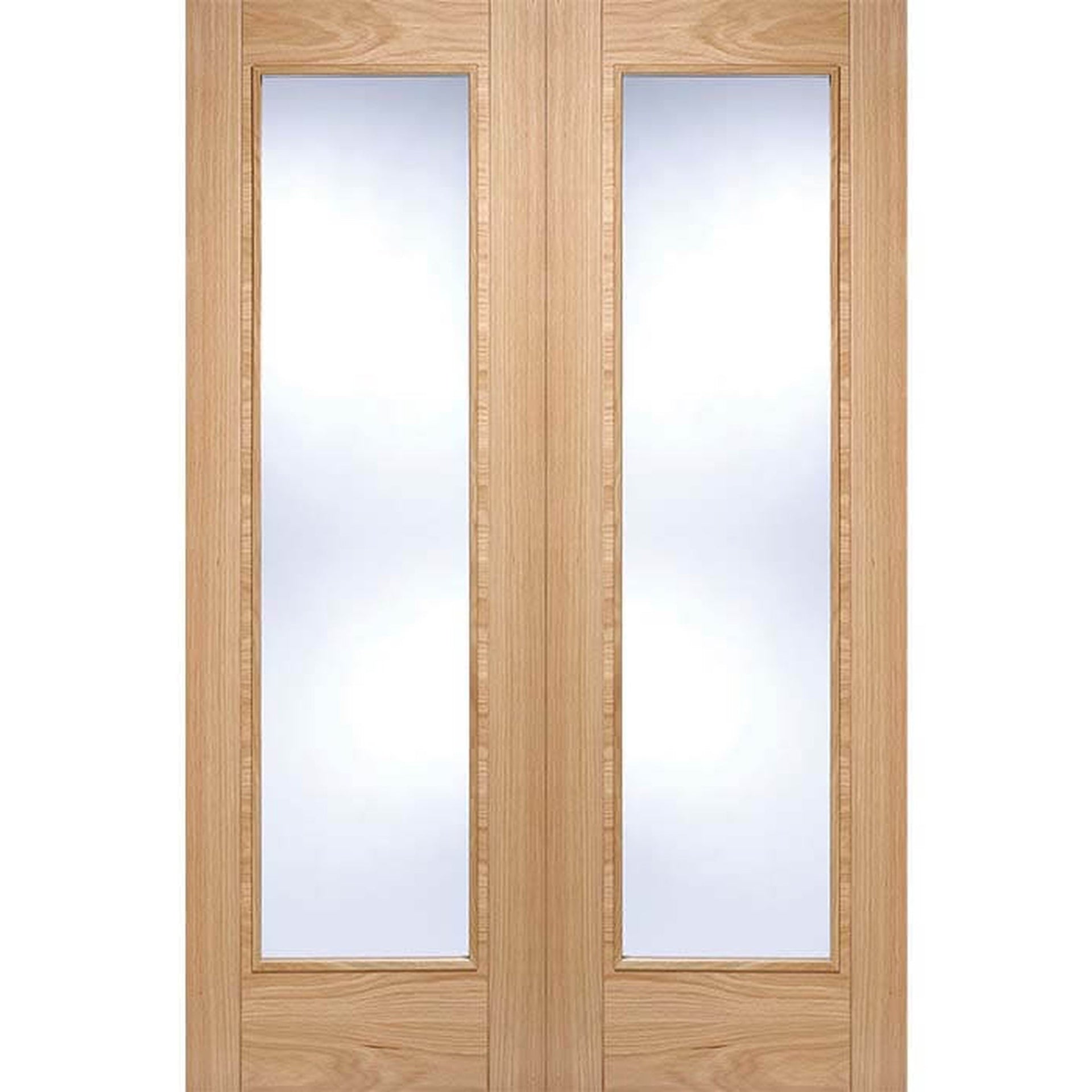Vancouver Prefinished Oak Clear Glazed Internal Door Pair - Main Product Image