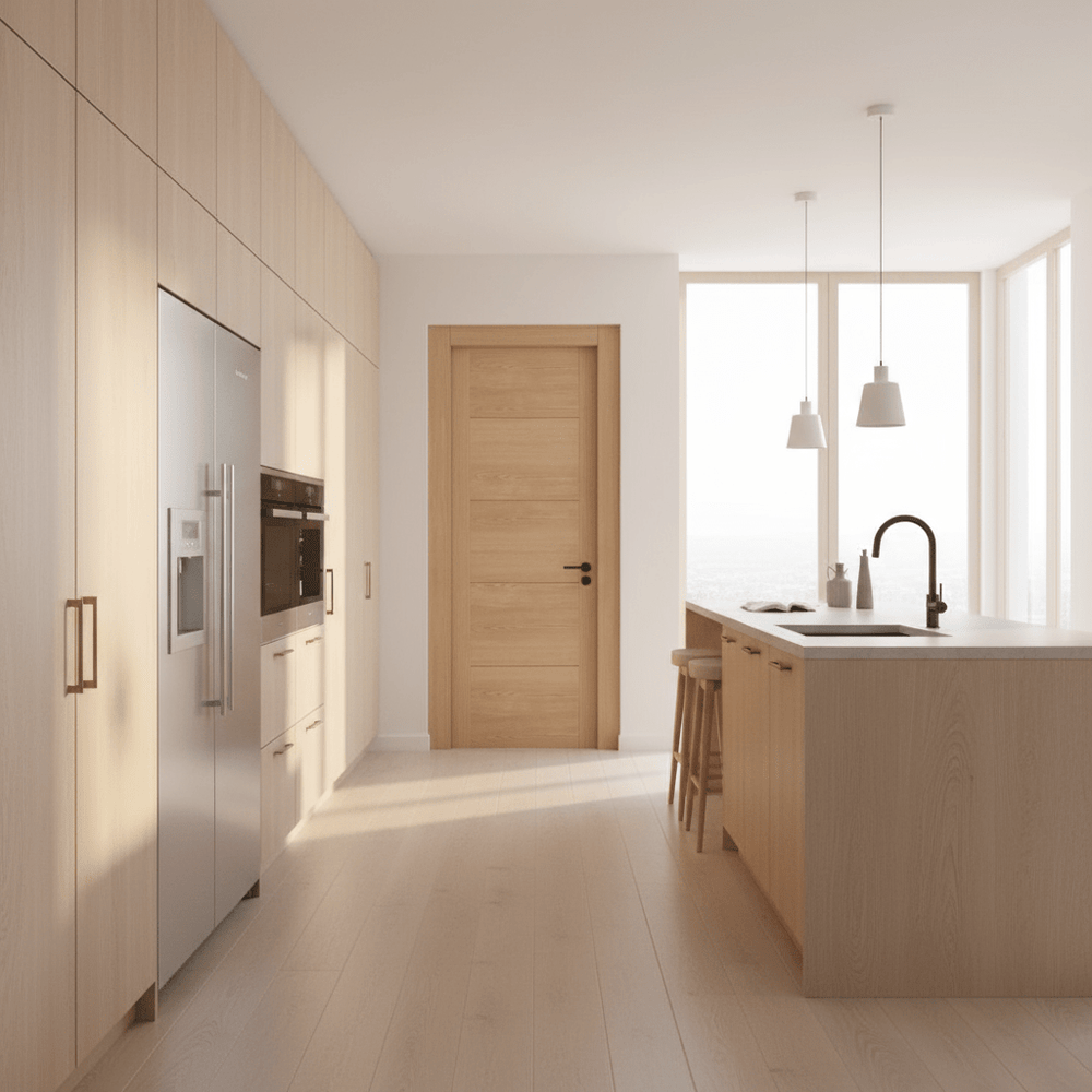 Product Vancouver prefinished oak FD30 internal fire door with five horizontal panels