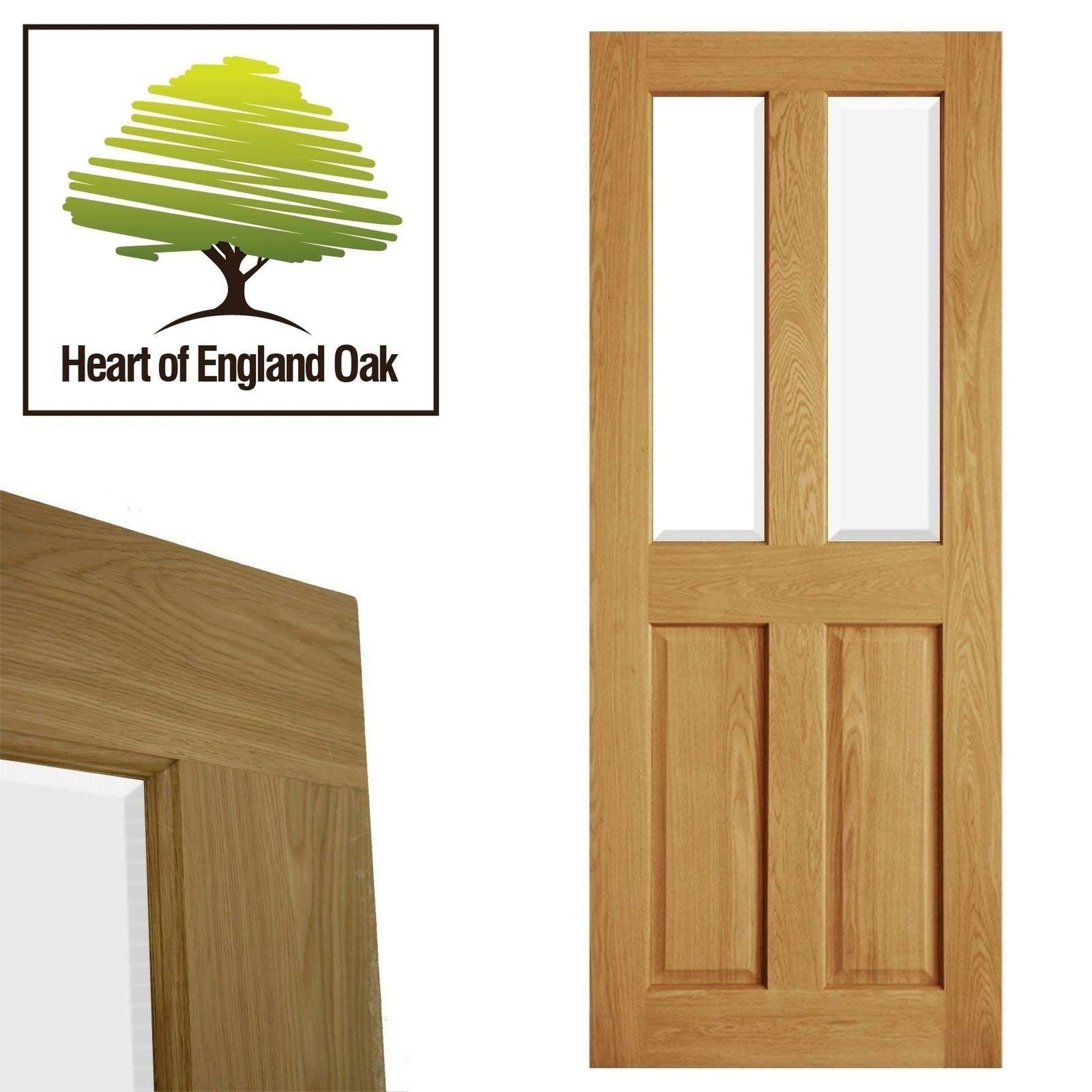Victorian 4 Panel Glazed Veneer Oak Door - Lifestyle Image 3