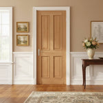 Product oak Victorian four-panel internal door with raised mouldings