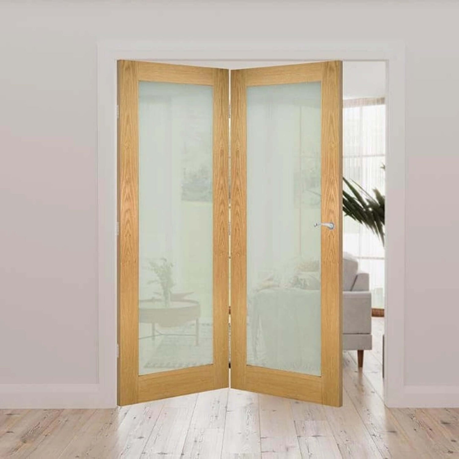 Walden Obscured Glazed Oak Internal Door Fold Kit