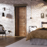 Lifestyle walnut Vancouver five-panel internal door in a neutral interior