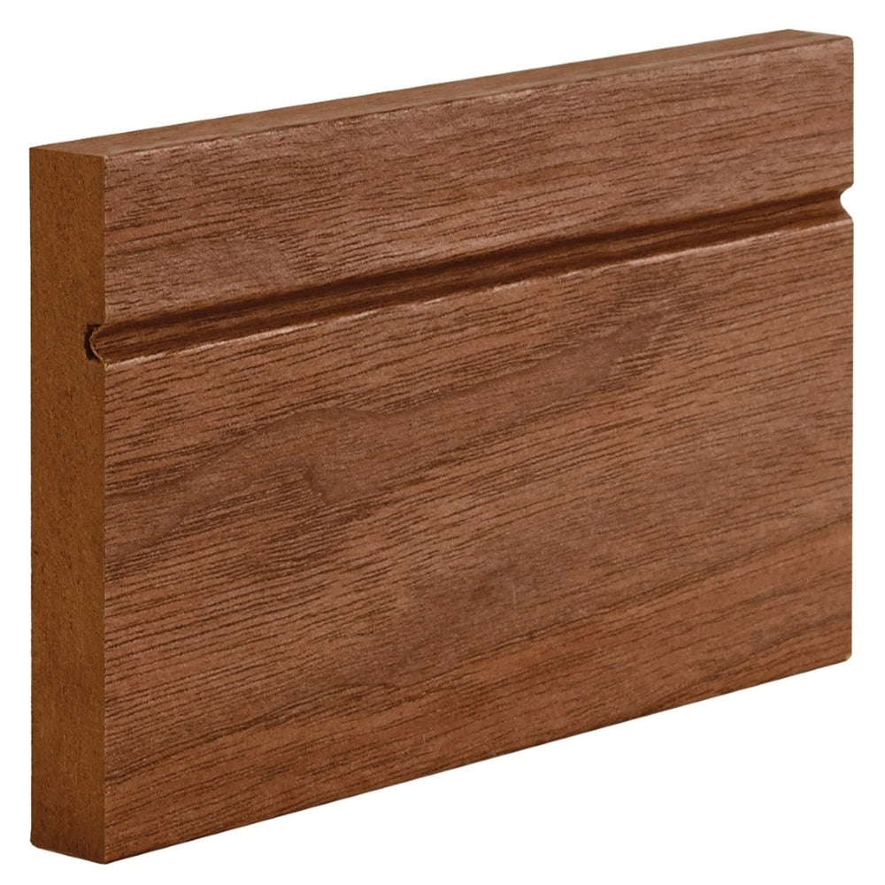 Product walnut veneered shaker architrave set profile close-up