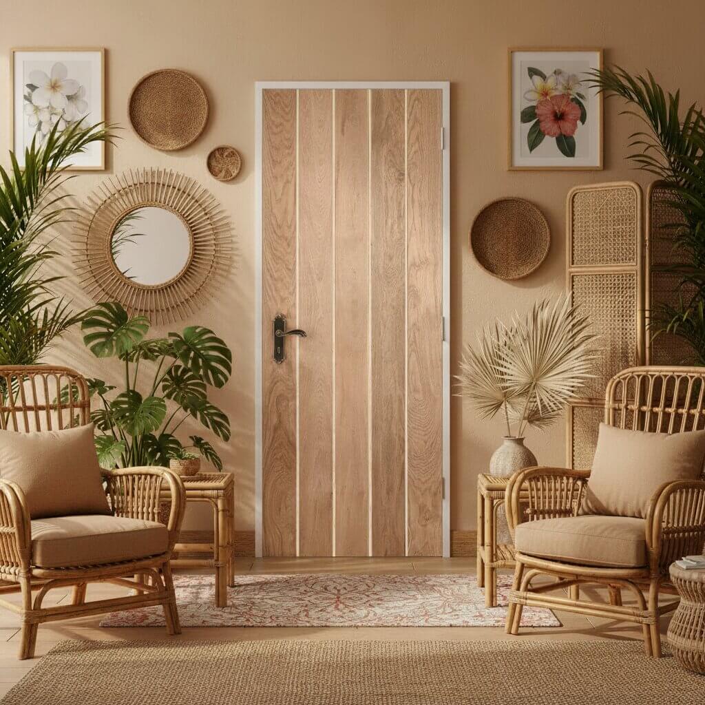 Product oak Wexford internal door with vertical panel detailing