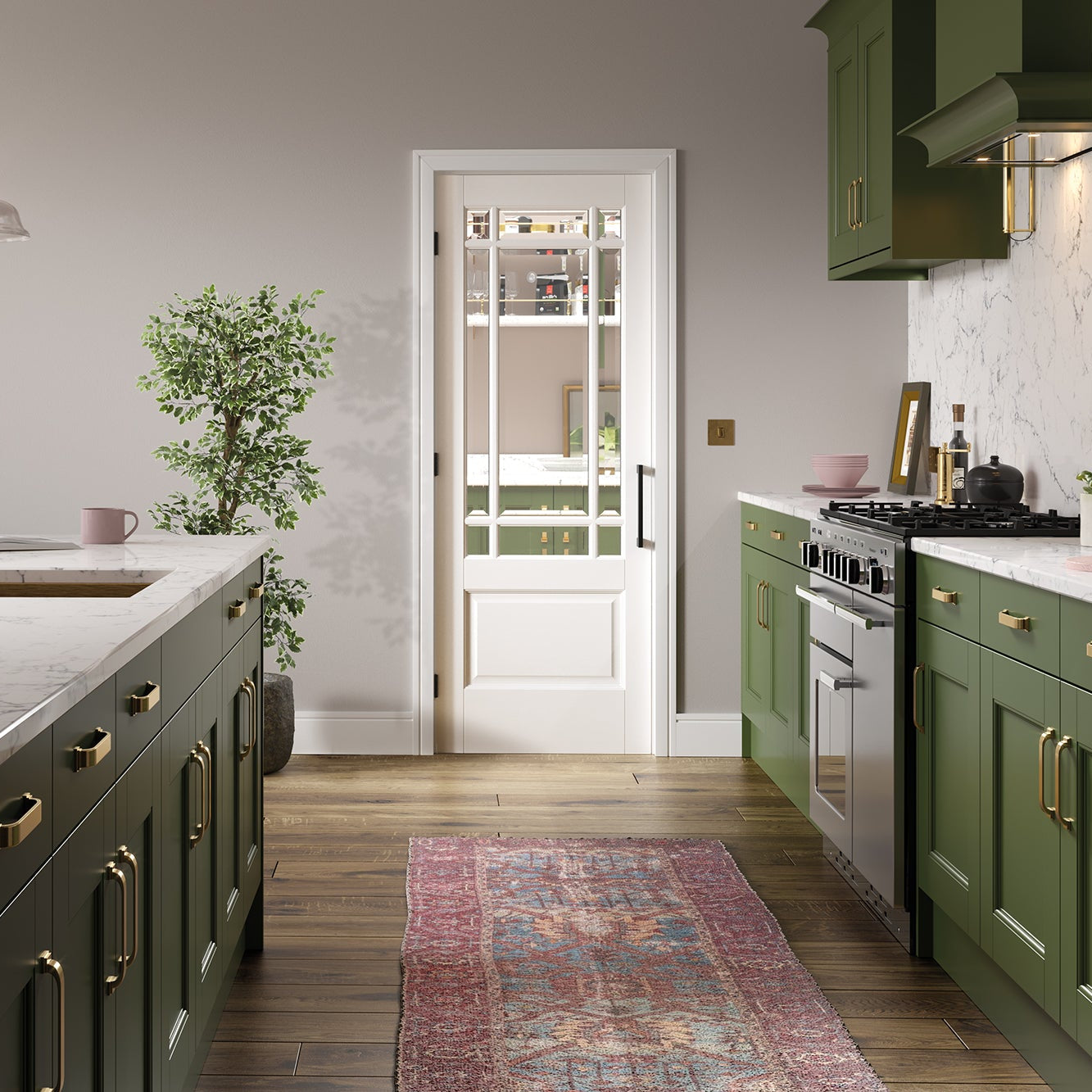 Downham White Primed 9L Clear Glazed Internal Door