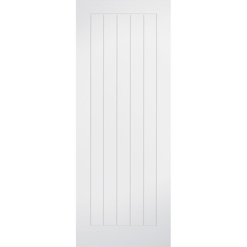 Product A white interior door with a classic five-pane vertical shaker design, shown against a plain white background.