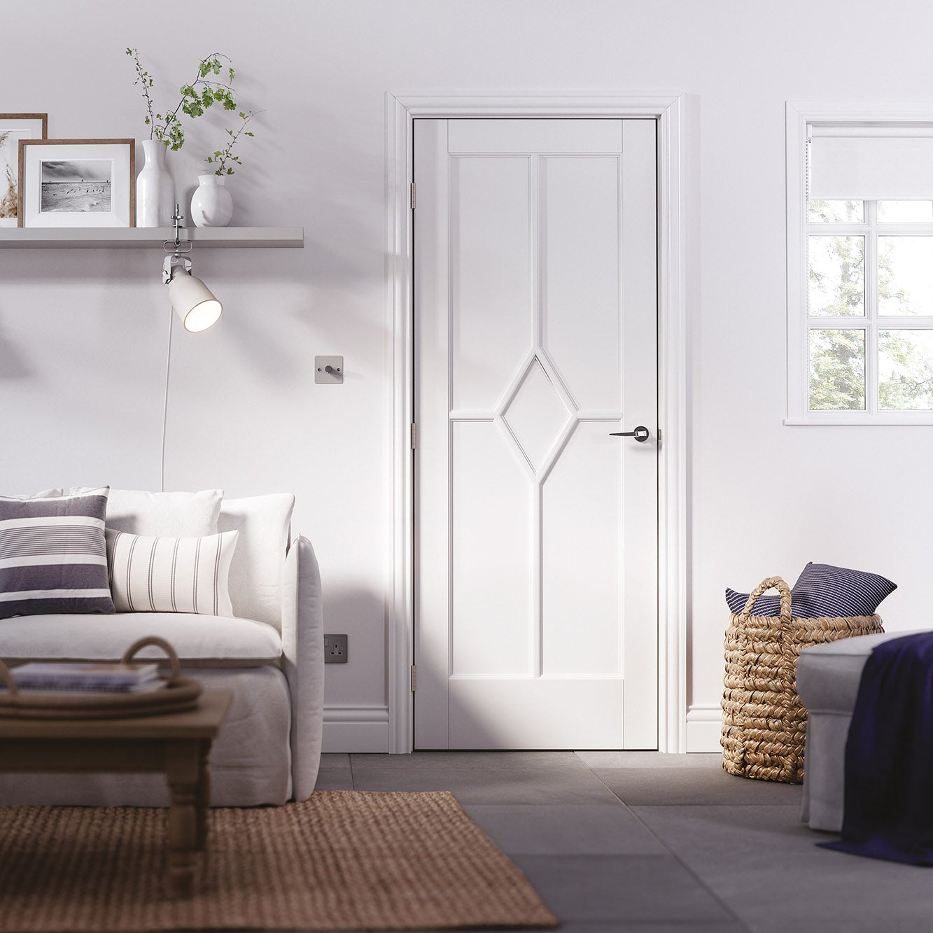 Reims 5 Panel Diamond White Primed Internal Door