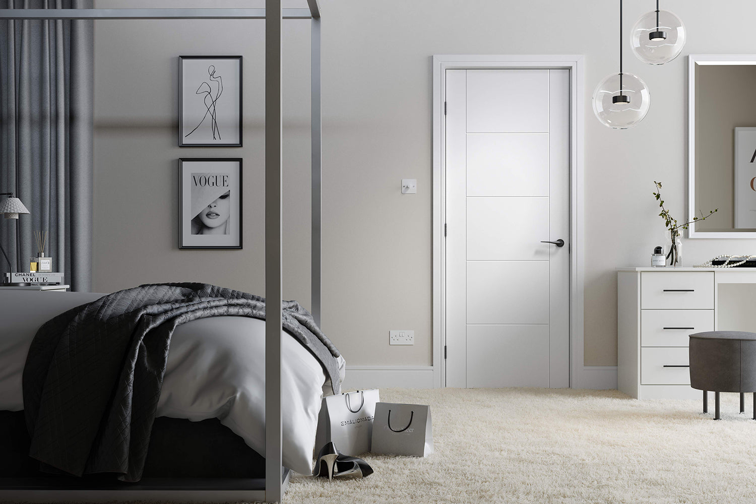 Vancouver 5P White Primed Fire Door
