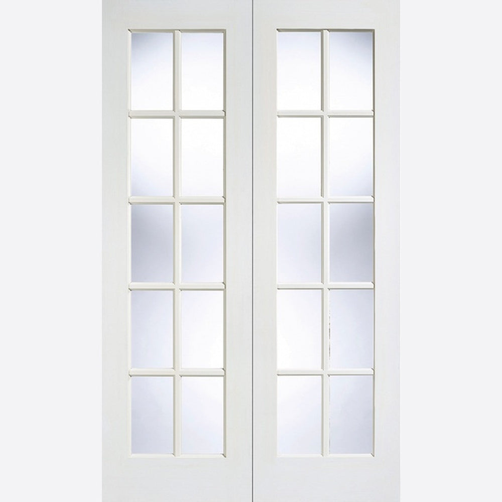 Product GTPSA white primed clear glazed internal door pair with 15-light panels