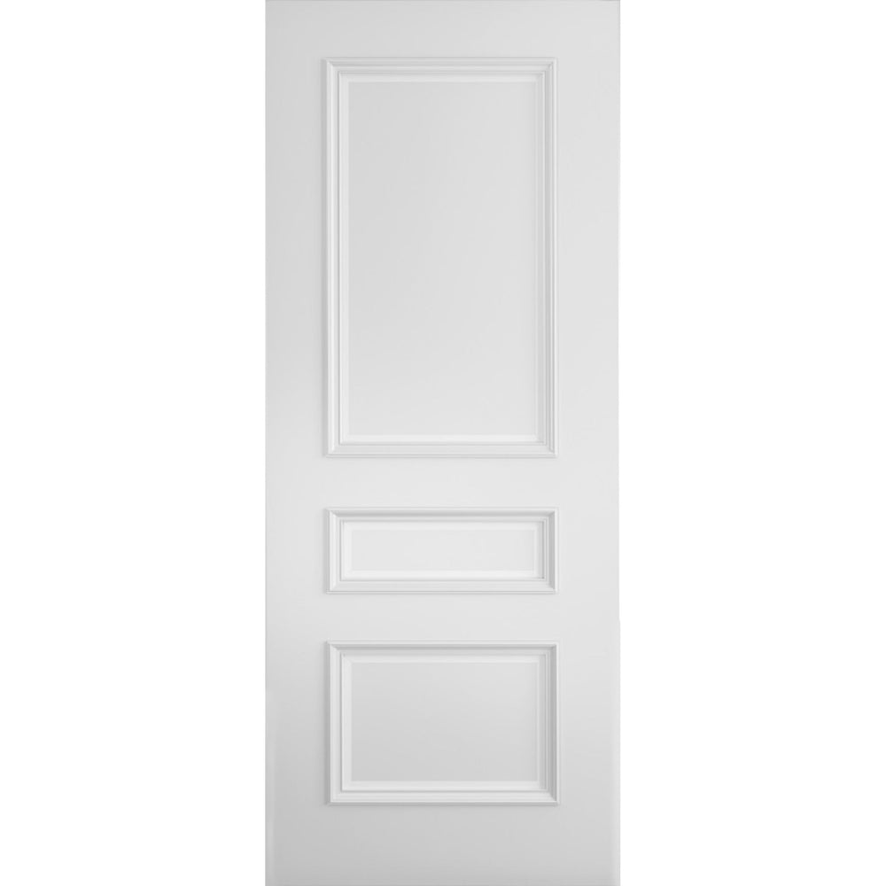 Product Windsor internal white primed 3 panel door on white background