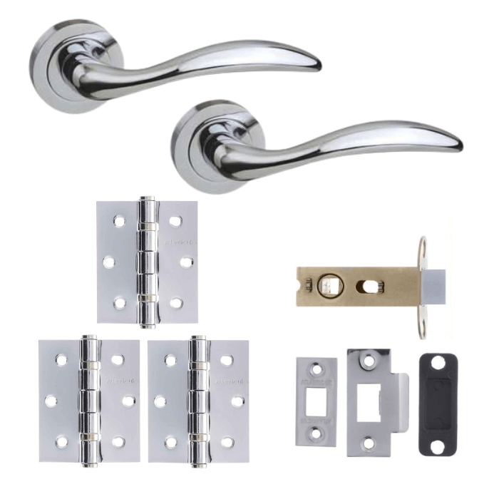 Product Ancon polished chrome lever on round rose hardware bundle