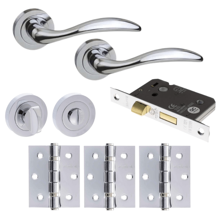 Product Ancon polished chrome lever on round rose round hardware bundle