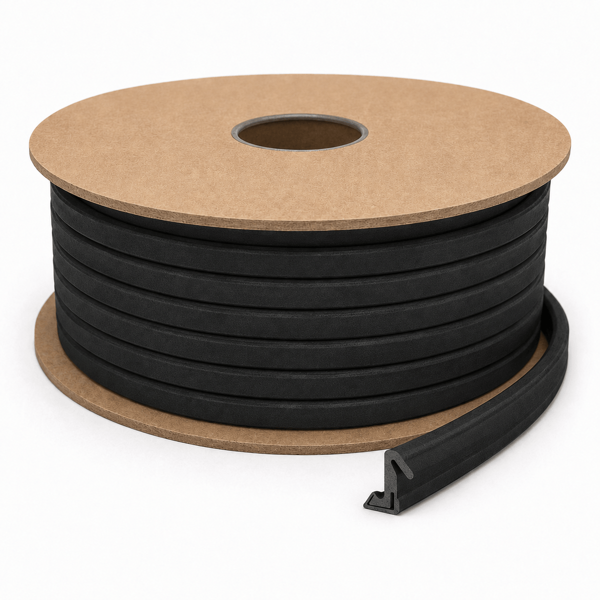 Product Black Aquamac 21 Q-Lon foam door seal on a 5.5m reel
