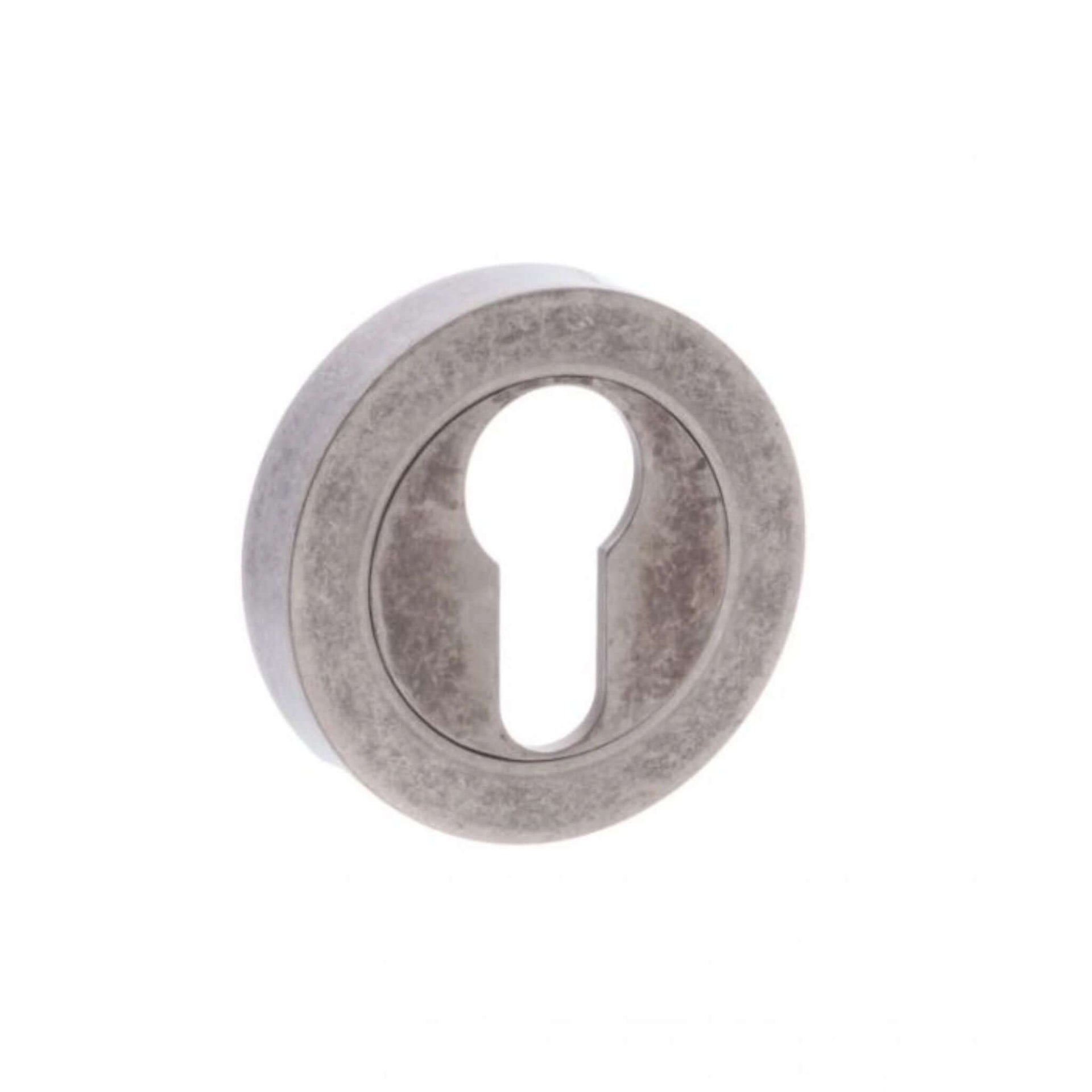 Product distressed silver euro escutcheon pair on round rose