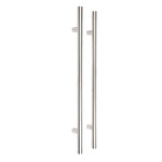 Product External circular pull handle set in polished stainless steel — bar pull handle, multipoint lock, 3-star euro cylinder and ball-bearing hinges