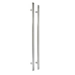 Product External square pull handle set in polished chrome — bar pull handle, multipoint lock, 3-star euro cylinder and ball-bearing hinges