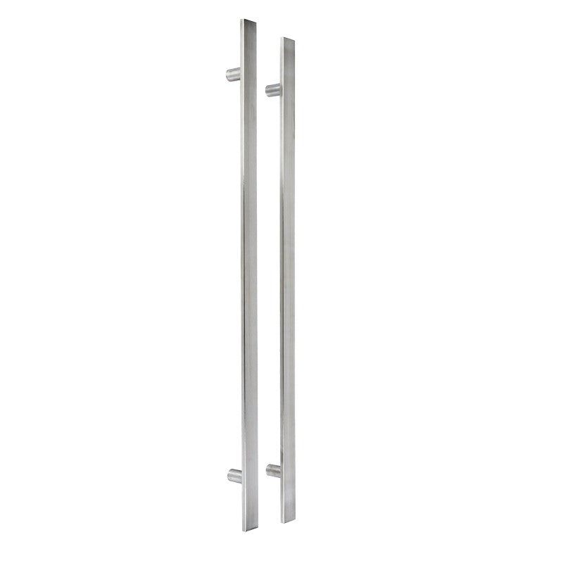 Product External square pull handle set in polished chrome — bar pull handle, multipoint lock, 3-star euro cylinder and ball-bearing hinges