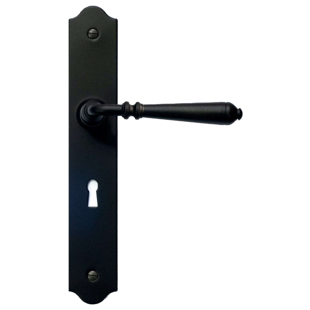 Nevers external Victorian scroll lever handle in black