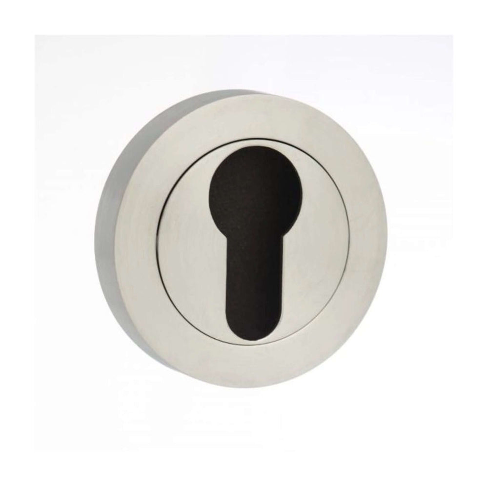 Product satin chrome euro escutcheon pair on round rose
